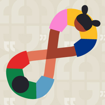 An illustration of two people holding hands that displays unity to celebrate the APIDA Month