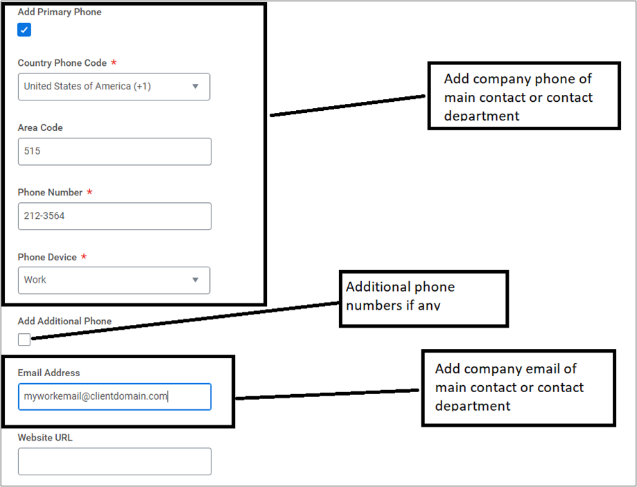 Screenshot of the business information page continued.