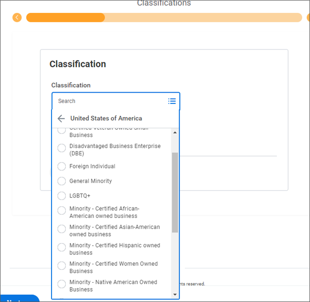 Screenshot of the classifications page.