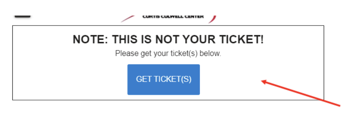 a red arrow pointing to a button that says “Get Ticket(s)”