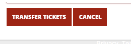 a screenshot of buttons that say “transfer tickets” and “cancel”