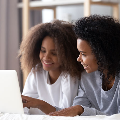 Home school family using a computer