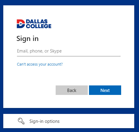 screenshot of my.dallascollege.edu sign in menu