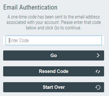 screenshot of email authentication menu