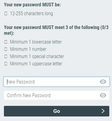 screenshot of create a password menu