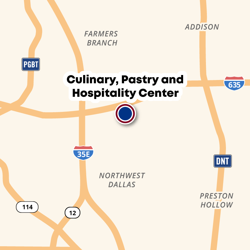Culinary, Pastry and Hospitality Center is in North Dallas near Webb Chapel and IH-635