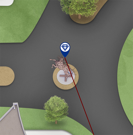 Zoom-in of the North Lake Horse Statue pin on Concept3D