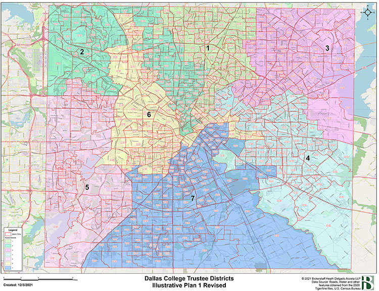 Dallas College Trustee Districts Illustrative Plan 1 Revisted