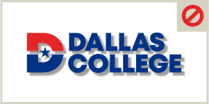 Dallas College logo with effects like drop shadows, gradients or strokes on the logo arent recommend to use