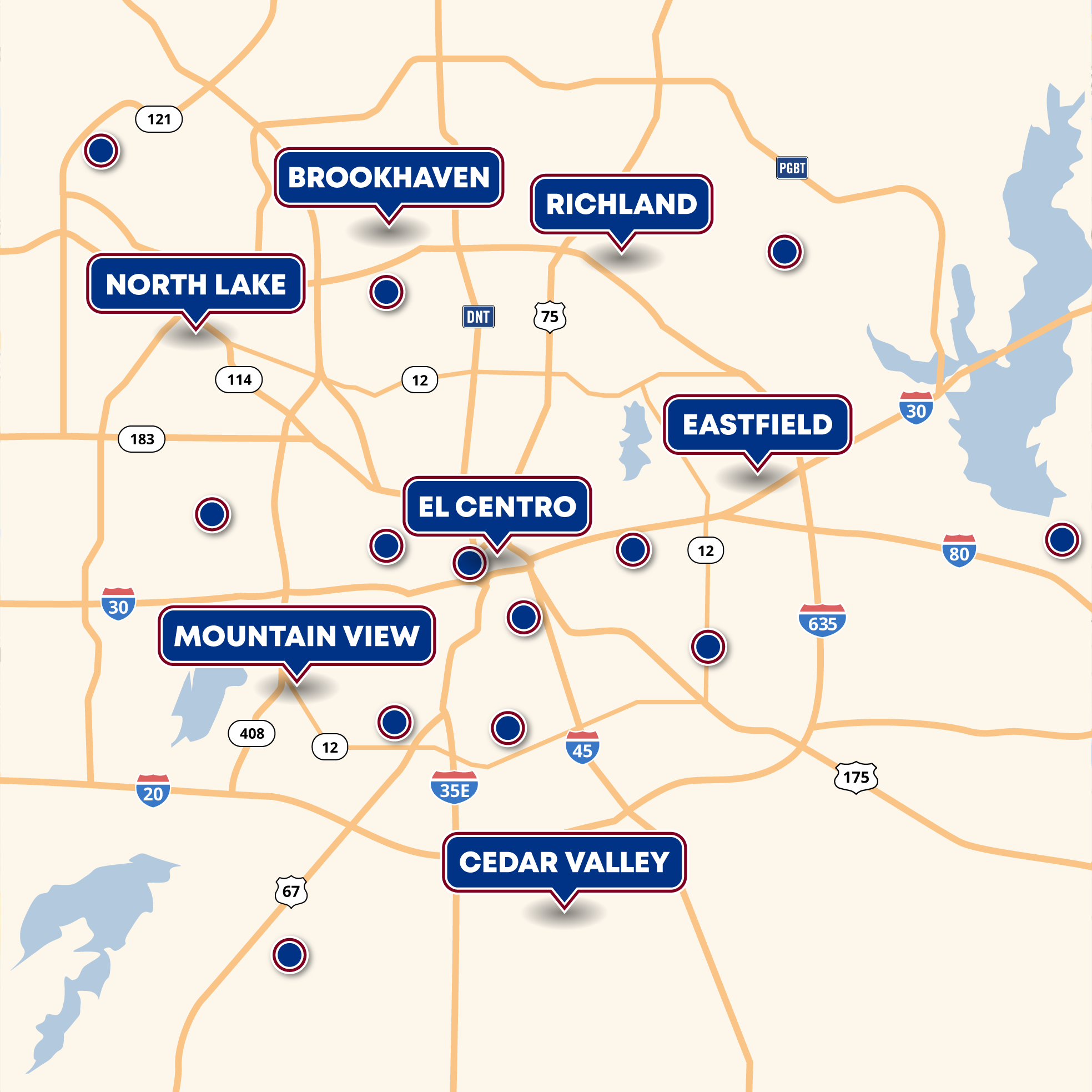 Dallas College Campuses and Centers Map