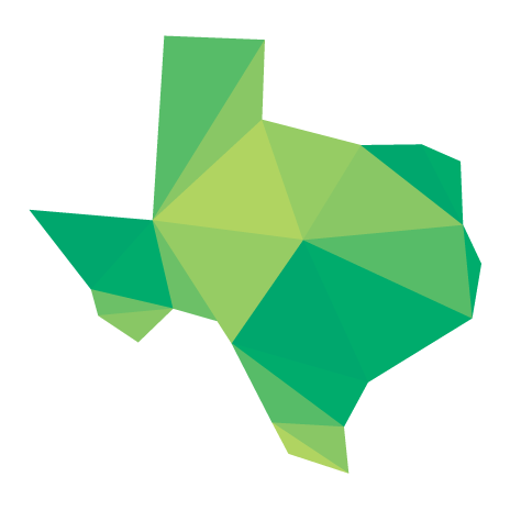 An illustration of Texas in green