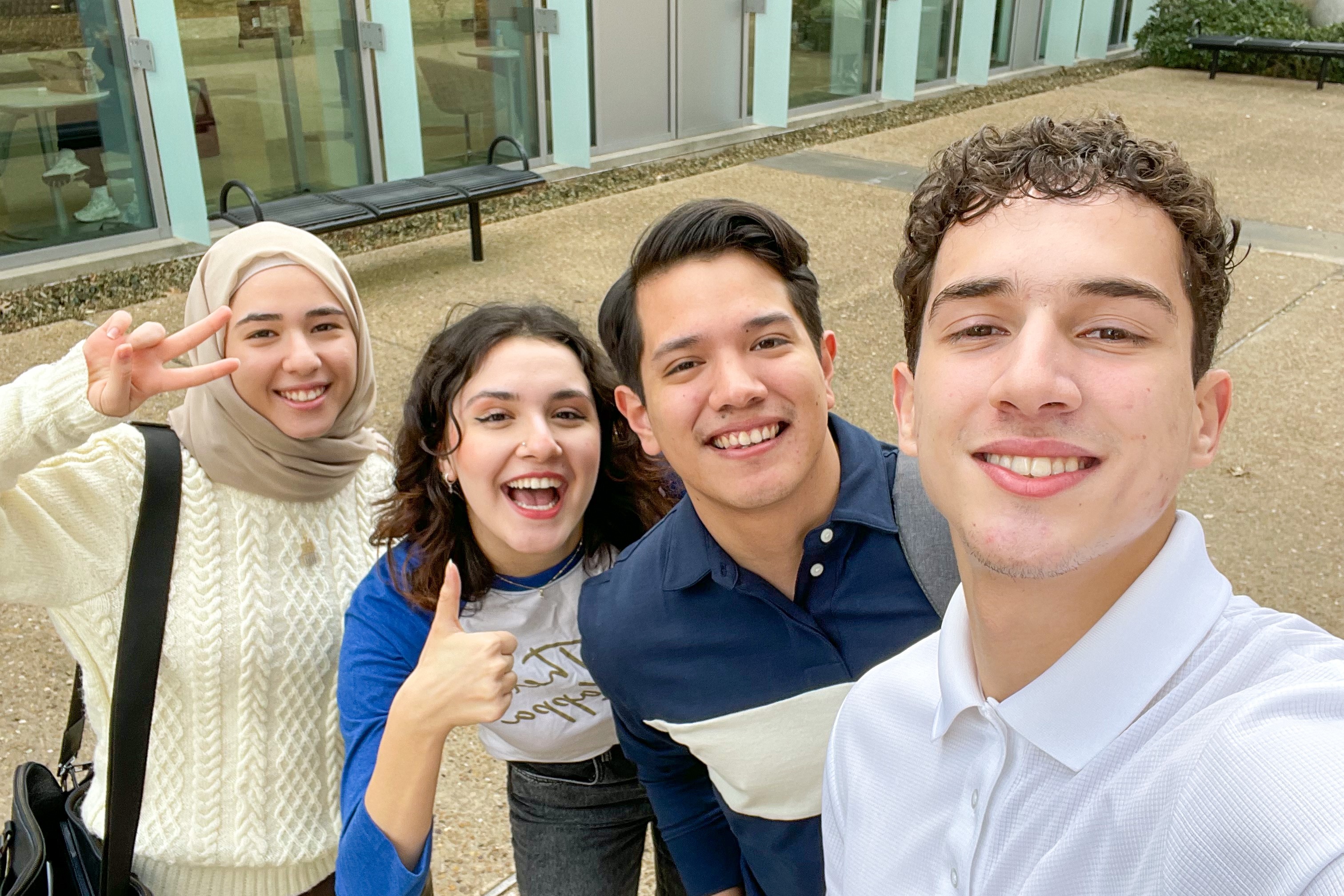 A group of students pose for a selfie at Richland