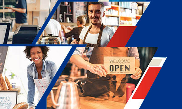 A collage of business images