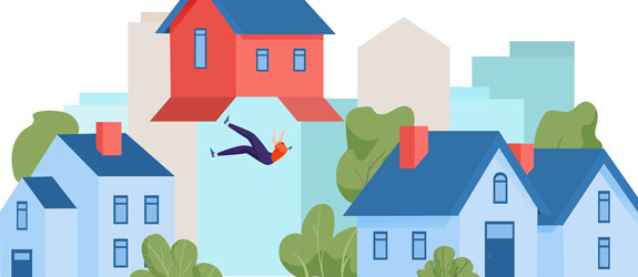 An illustration of homes in a neighborhood