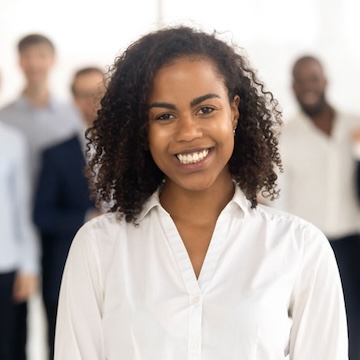 Female sales student at Dallas College smiling