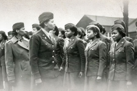 historic photo of African American women in military uniforms