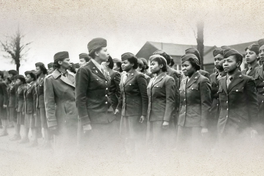 historic photo of African American women in military uniforms