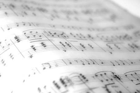 close-up of sheet music