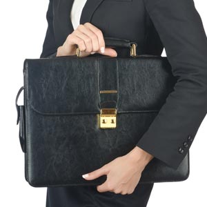 career counselor holding briefcase