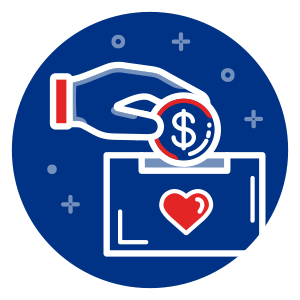 Illustration of a hand putting a coin in a wallet