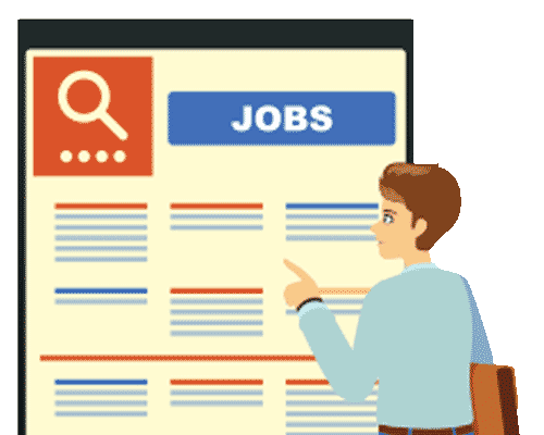 Illustration of a person looking at an oversized job board