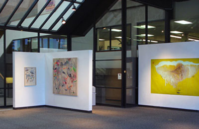 View of the Brazos Gallery with a new art exhibit