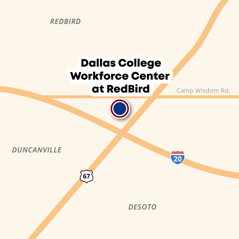 Map showing the location of the RedBird Mall at the corner of I-20 and Hwy 67