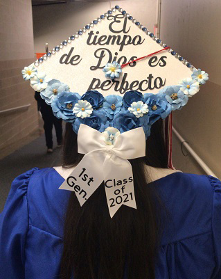 Graduation cap that reads 
