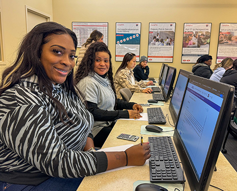 Students sitting at computers