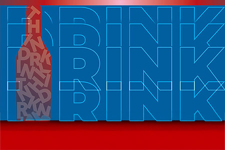 Decorative image with a bottle