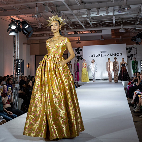 Model on runway at fashion show