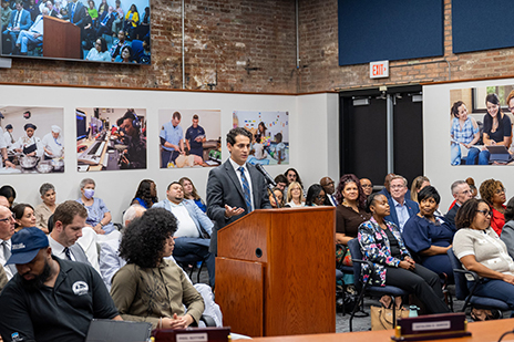 Daniel Juarez addresses Dallas College Board.