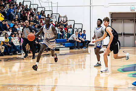 Ring Deng before opening dunk on the basketball court.
