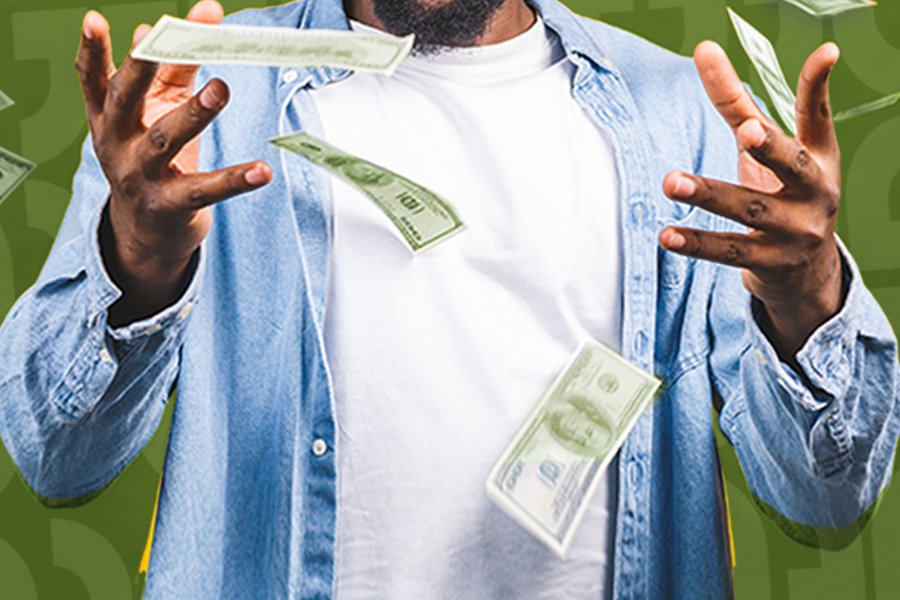 Photo of a student with money