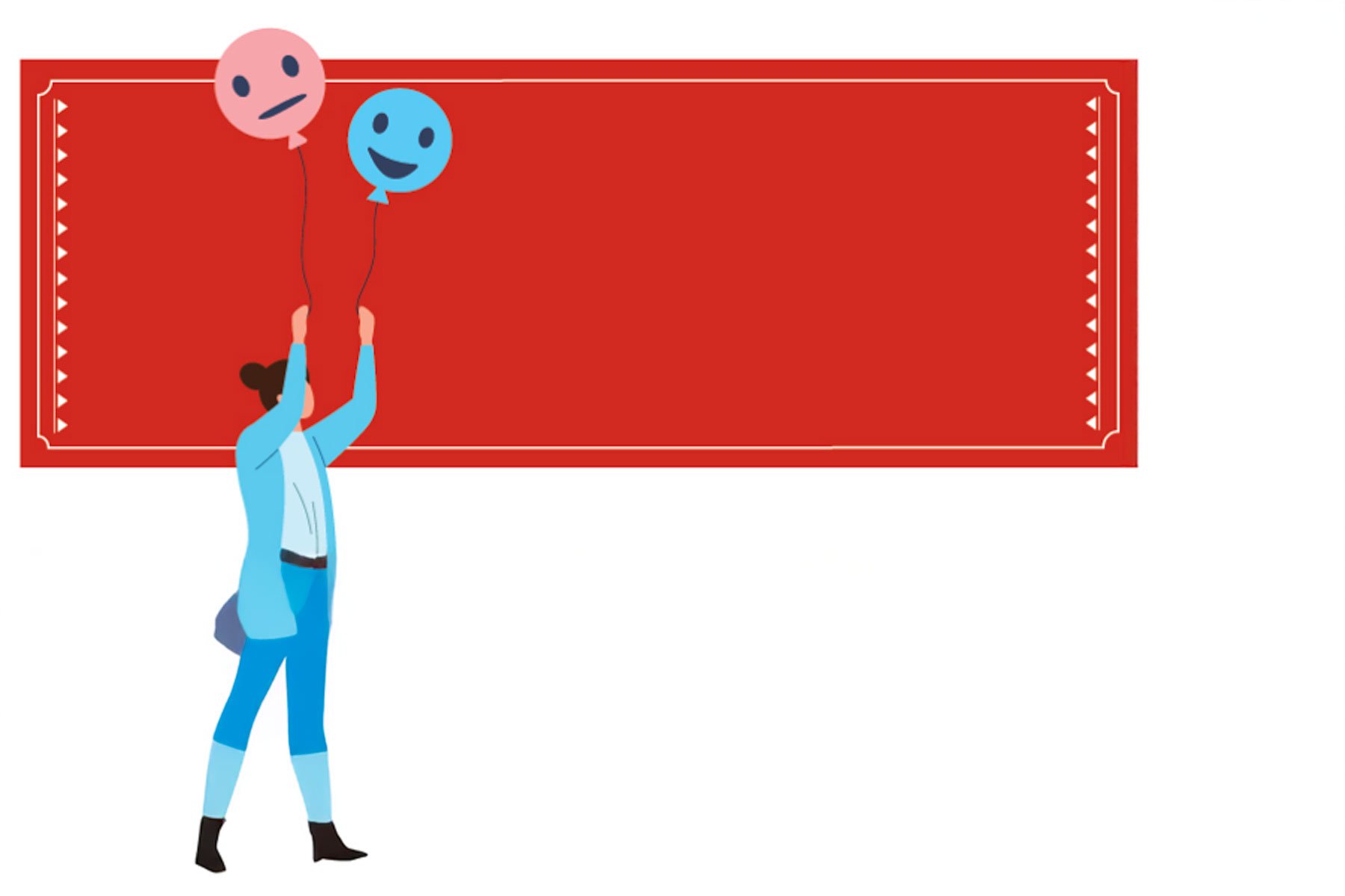 Image of person with balloons in front of circus ticket