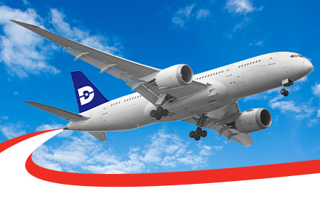 An image of an airplane with a Dallas College logo