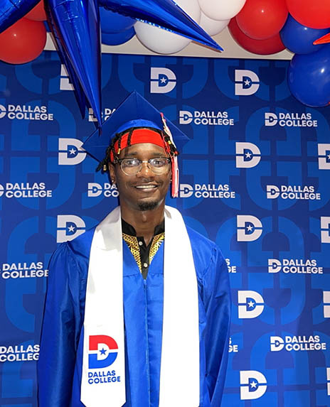 SirMark Gentry wearing Dallas College graduation regalia