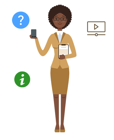 Graphic of teacher surrounded by navigate icons