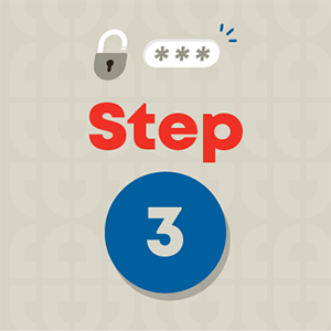 graphic illustration for step 3: sign in after enabling MFA on their device