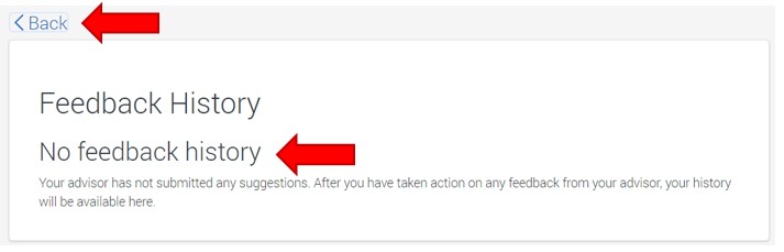 This example states, No feedback history. Click the hyperlink 