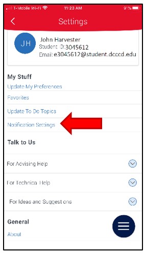 Settings. Under section My Stuff, select