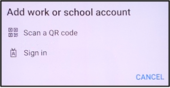 screenshot of clicking on the Work or school account option on the microsoft authenticator app