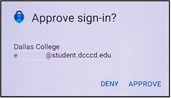 screenshot of clicking approve for your sign in online on your mobile device