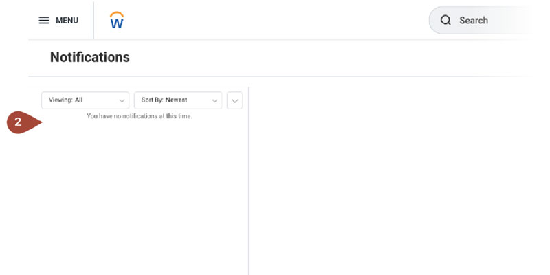 Screenshot of the Workday Student Notifications displaying the notifications listed in the left panel (2).
