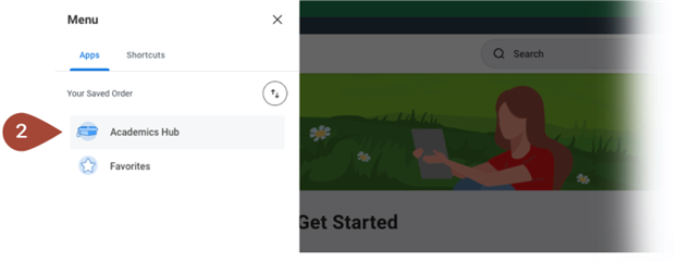 Screenshot of Workday highlighting the applications menu.