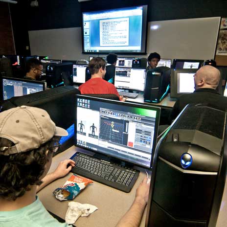 Students in a classroom working on computers
