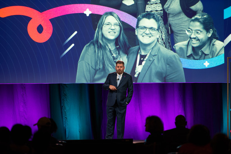 Chancellor Lonon gives his keynote at Conference Day