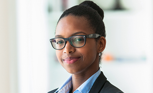 Photo of an intern at her job