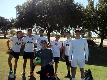 Students stop for a photo between intramural games