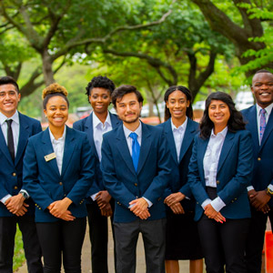 Seven Mountain View Student Ambassadors in business attire